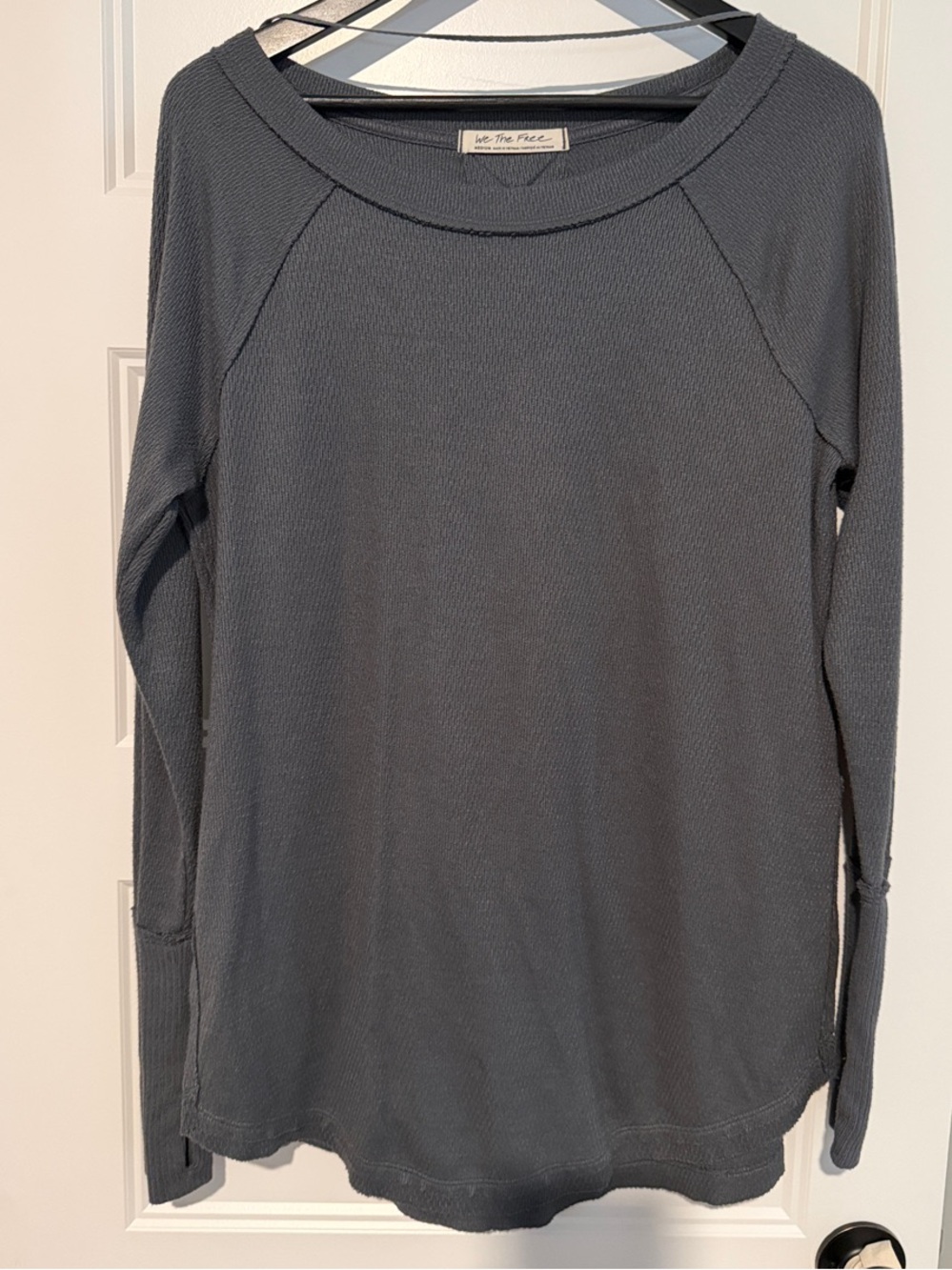 We The Free Long-Sleeve Waffle Knit Top - Charcoal Gray